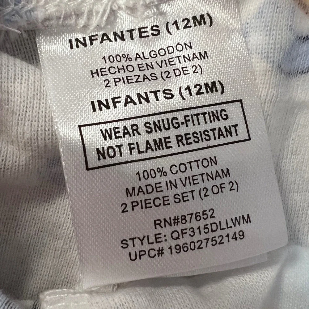Bluey Bingo Kids 2 Piece Cotton Pajama Set White Blue 12M NEW NWT